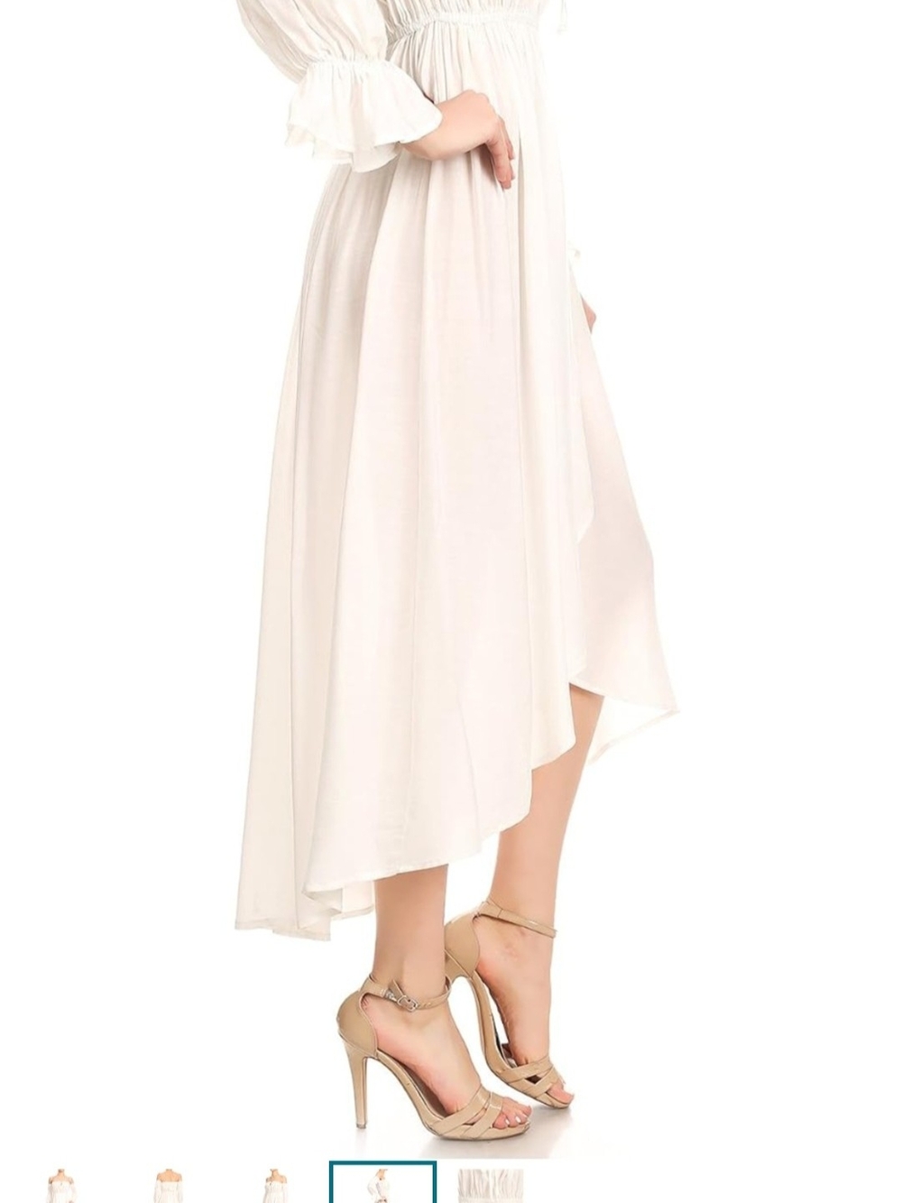 Off-Shoulder Cream High-Low Dress - Picture 2 of 8